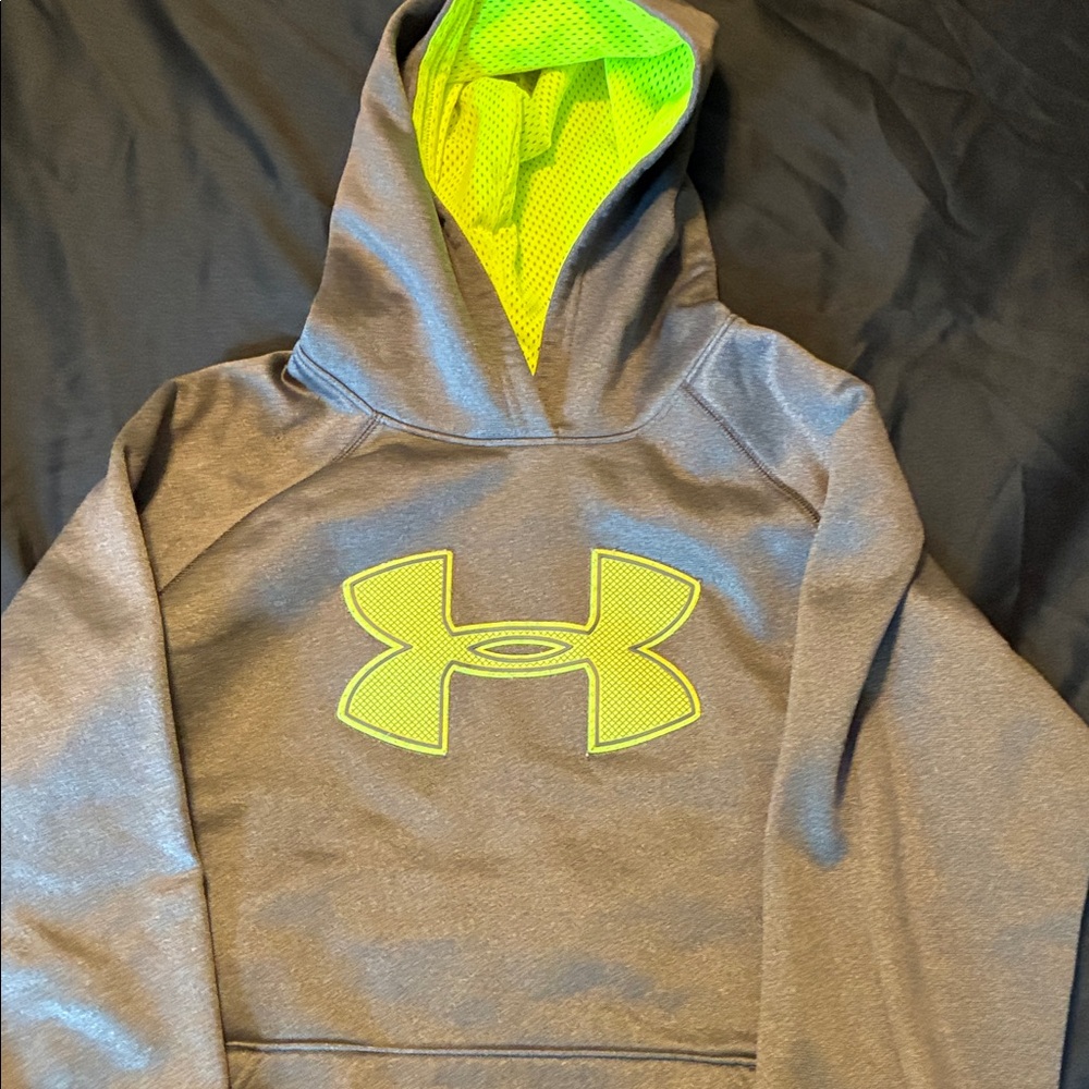 Under Armour Gray Hoodie with Neon Yellow Accents
